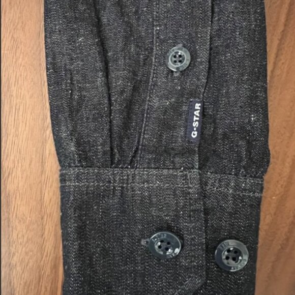 G-Star men's shirt M dark blue denim L/S slim fit zip pocket New without Tag - Picture 7 of 13